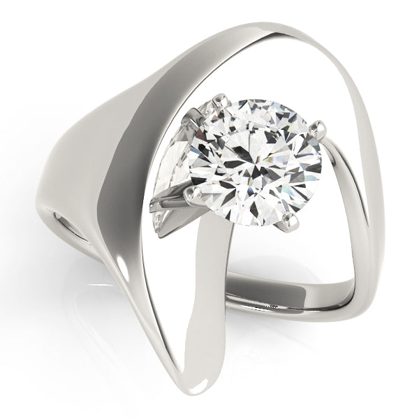 Sculpted Modern Solitaire Diamond Engagement Ring