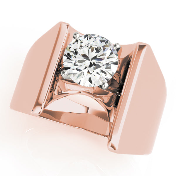 Architectural Modern Solitaire Diamond Engagement Ring