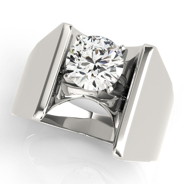 Architectural Modern Solitaire Diamond Engagement Ring
