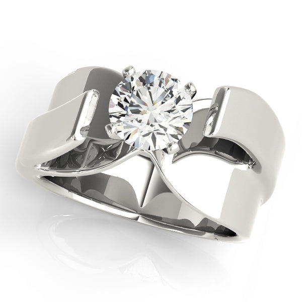 Sculpted Modern Solitaire Diamond Engagement Ring