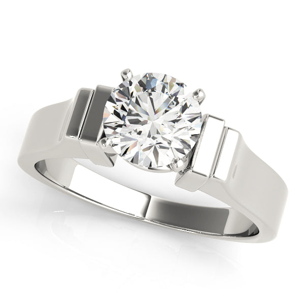 Classic Bar-Accent Solitaire Diamond Engagement Ring
