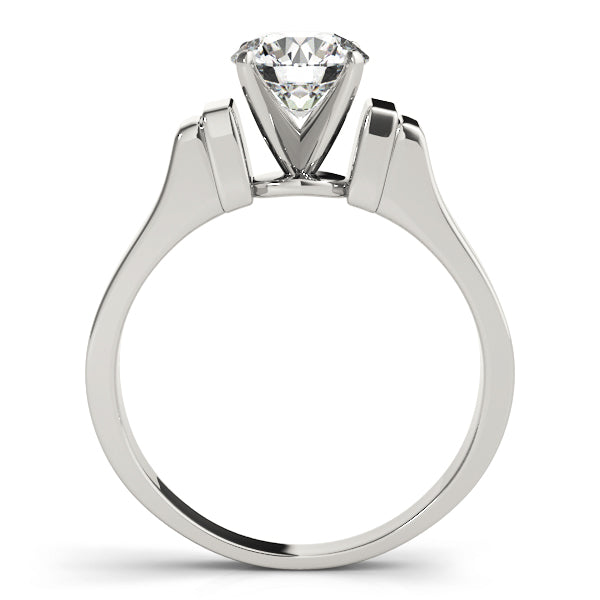 Classic Bar-Accent Solitaire Diamond Engagement Ring