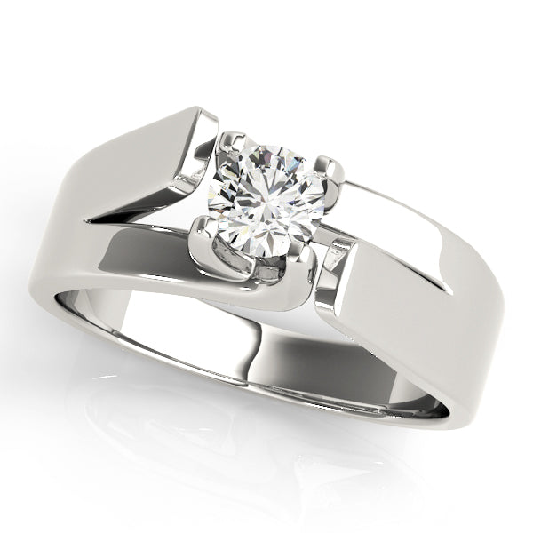 Modern Geometric Partial Bezel Diamond Engagement Ring