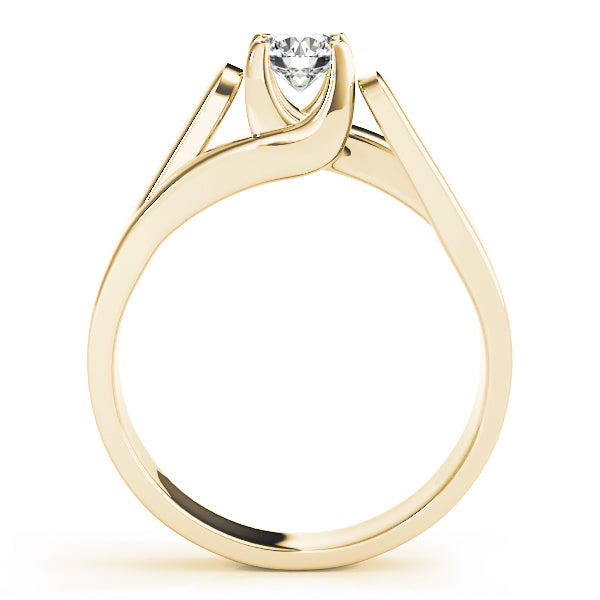 Modern Geometric Partial Bezel Diamond Engagement Ring