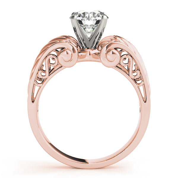 Sculpted Ribbed Groove Engagement Ring