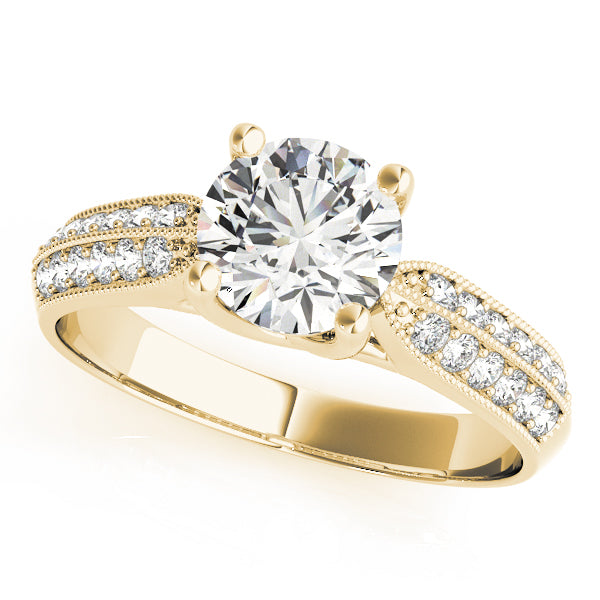 Pave Milgrain Dual Row Diamond Engagement Ring (3/8 ct. tw.)