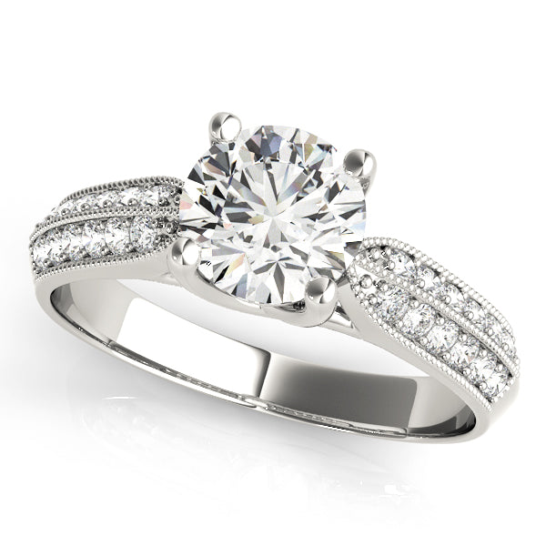 Pave Milgrain Dual Row Diamond Engagement Ring (1/4 ct. tw.)