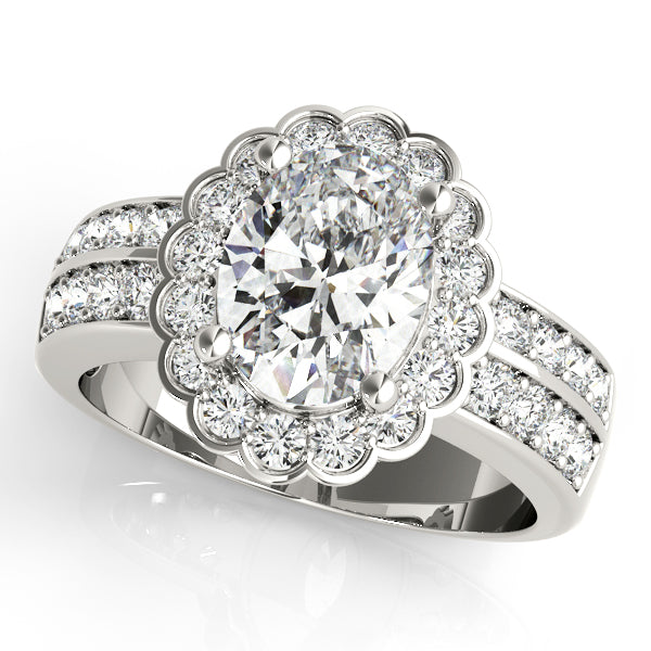 Scalloped Halo Channel-Set Diamond Engagement Ring (1/3 ct. tw.)