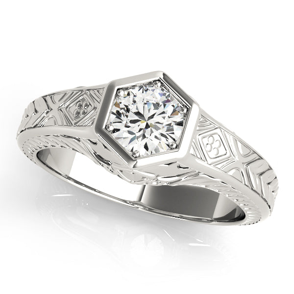 Vintage Engraved Bezel Diamond Engagement Ring (1/20 ct. tw.)