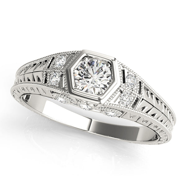 Vintage Engraved Diamond Engagement Ring (1/10 ct. tw.)