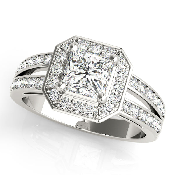 Split Shank Pavé Diamond Halo Engagement Ring (1/4 ct. tw.)