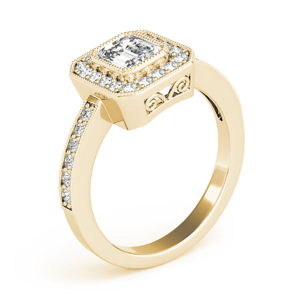 Halo with Milgrain and Romantic Scrollwork Diamond Engagement Ring (1/4 ct. tw.)