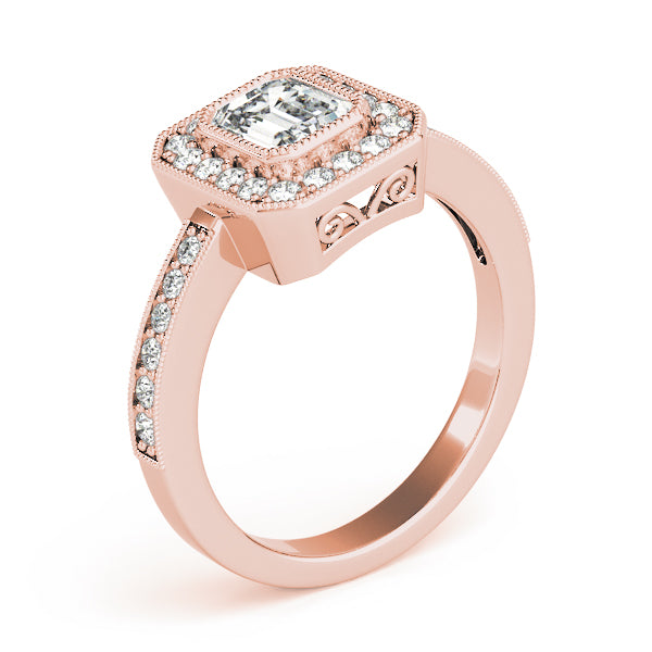 Halo with Milgrain and Romantic Scrollwork Diamond Engagement Ring (1/4 ct. tw.)