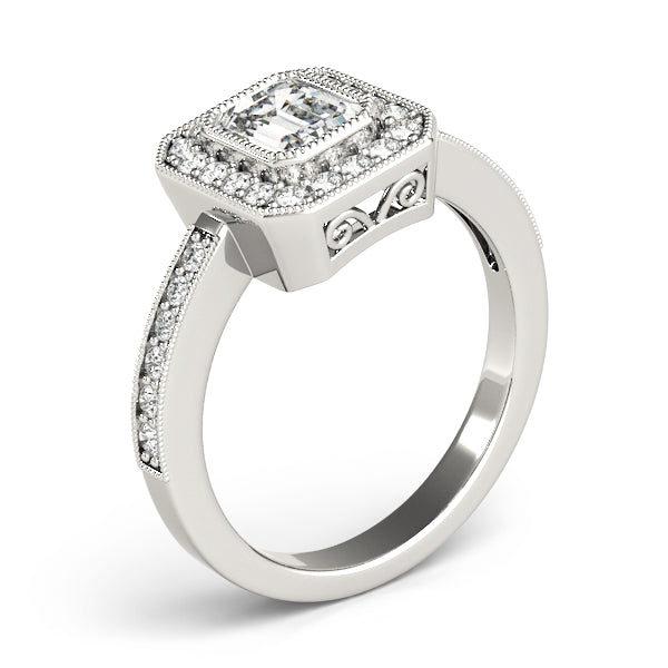 Halo with Milgrain and Romantic Scrollwork Diamond Engagement Ring (1/4 ct. tw.)