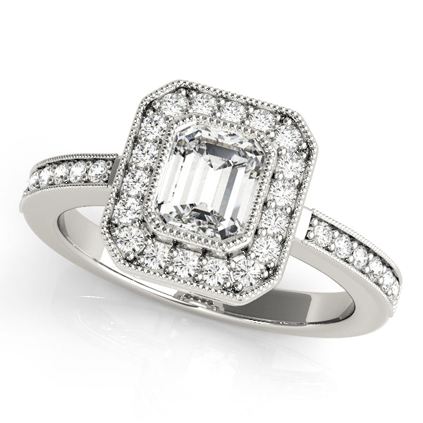Halo with Milgrain and Romantic Scrollwork Diamond Engagement Ring (1/4 ct. tw.)