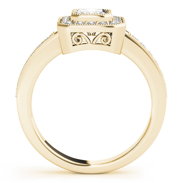 Halo with Milgrain and Romantic Scrollwork Diamond Engagement Ring (1/4 ct. tw.)