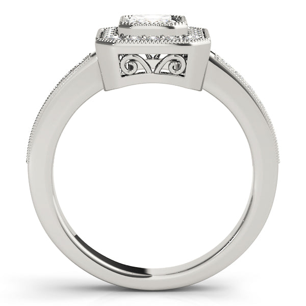 Halo with Milgrain and Romantic Scrollwork Diamond Engagement Ring (1/4 ct. tw.)