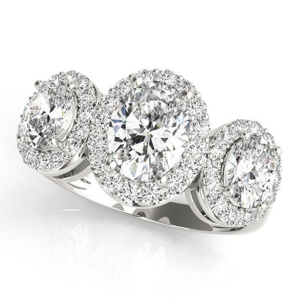 Three-Stone Halo Diamond Engagement Ring (1/2 ct. tw.)