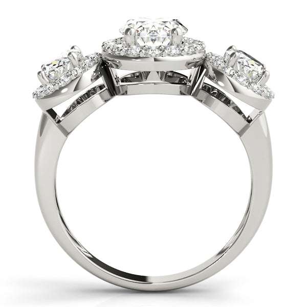 Three-Stone Halo Diamond Engagement Ring (1/2 ct. tw.)