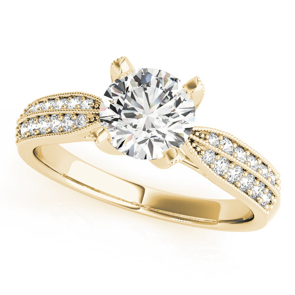 Milgrain Split Shank Pavé Diamond Engagement Ring (1/5 ct. tw.)