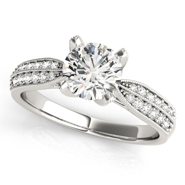 Milgrain Split Shank Pavé Diamond Engagement Ring (1/5 ct. tw.)