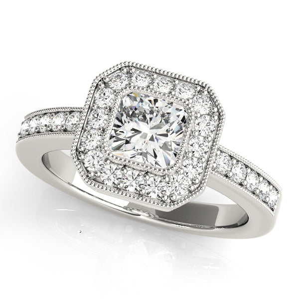 Milgrain Halo Pavé Diamond Engagement Ring (1/4 ct. tw.)