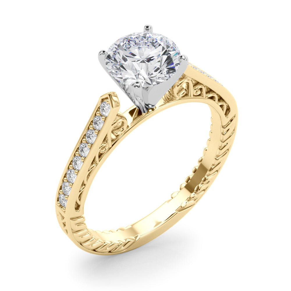 Channel-Set Engraved Diamond Engagement Ring (1/10 ct. tw.)
