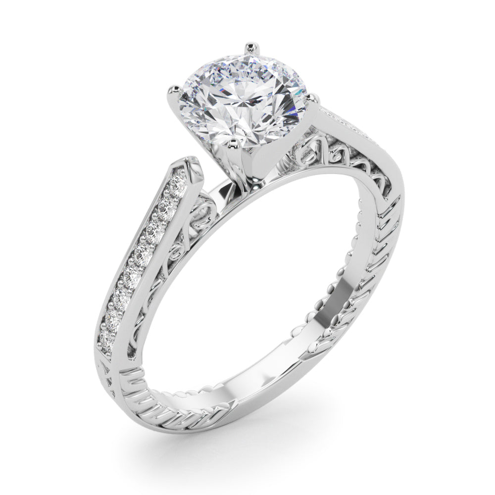 Channel-Set Engraved Diamond Engagement Ring (1/10 ct. tw.)