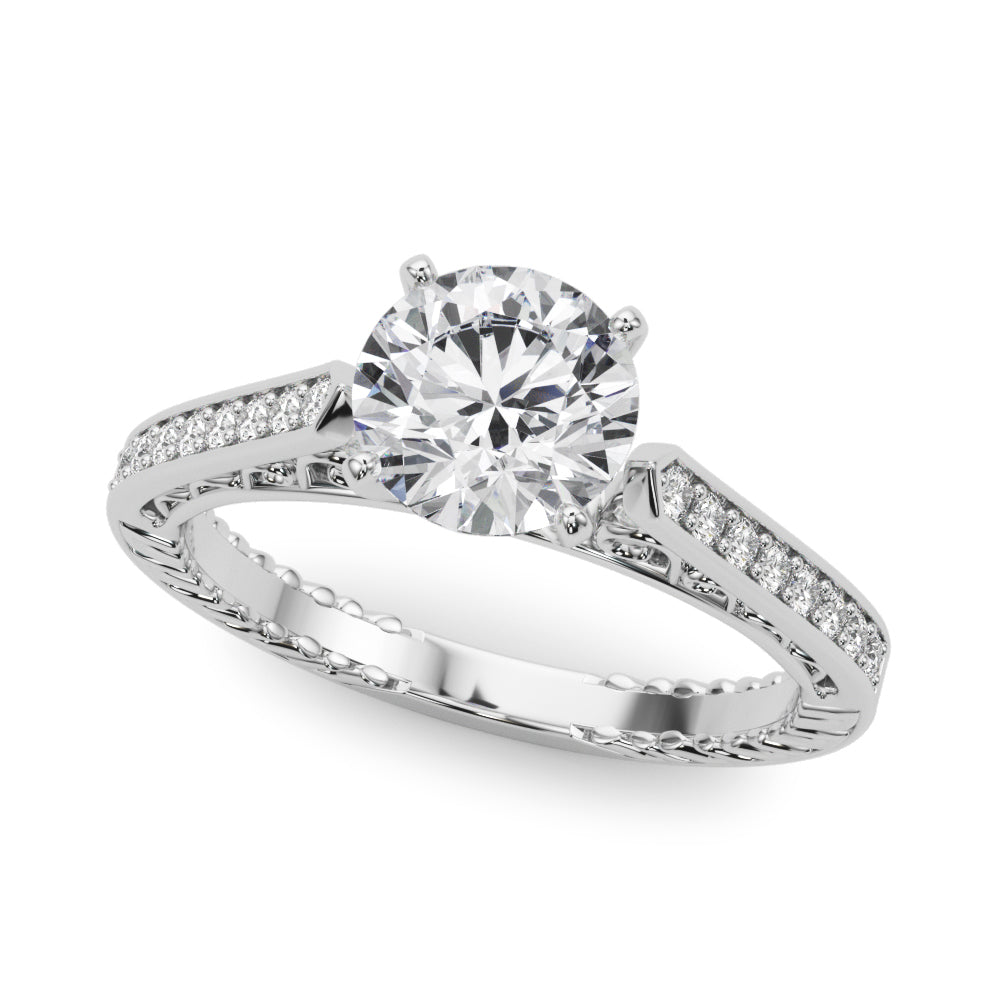 Channel-Set Engraved Diamond Engagement Ring (1/10 ct. tw.)