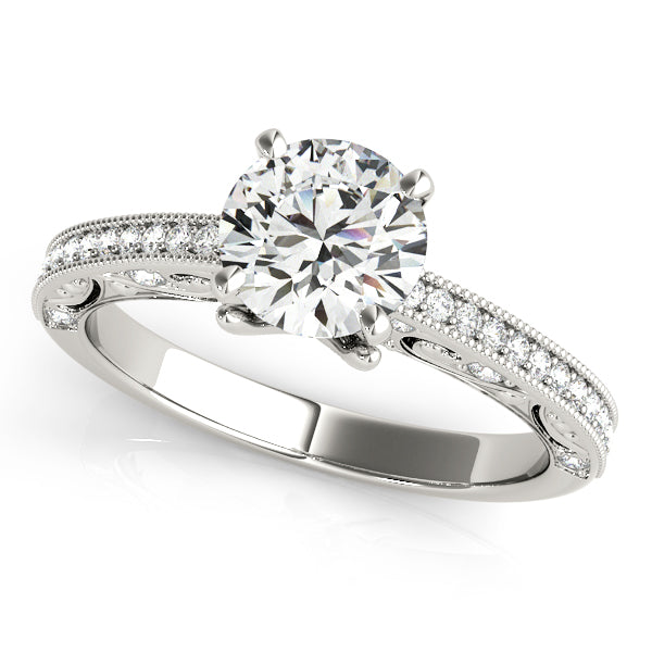 Petite Pavé Milgrain Diamond Engagement Ring (1/5 ct. tw.)