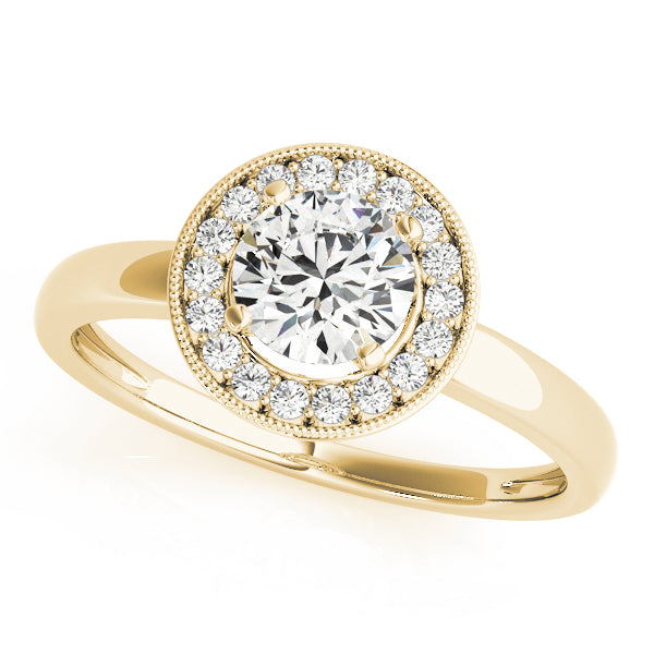 Halo Milgrain Diamond Engagement Ring