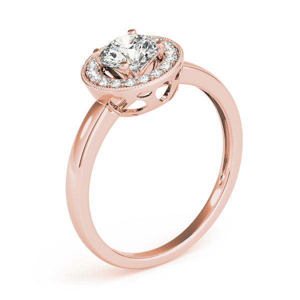 Halo Milgrain Diamond Engagement Ring