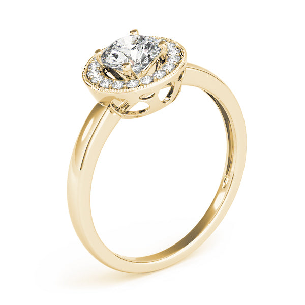 Halo Milgrain Diamond Engagement Ring