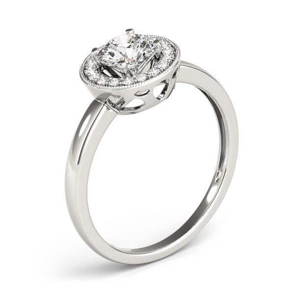 Halo Milgrain Diamond Engagement Ring