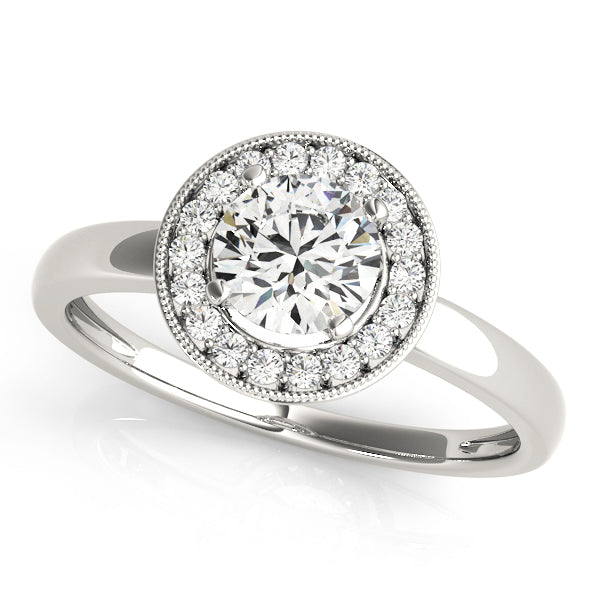Halo Milgrain Diamond Engagement Ring