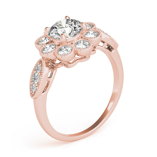 Floral Milgrain Diamond Cluster Engagement Ring (1/2 ct. tw.)