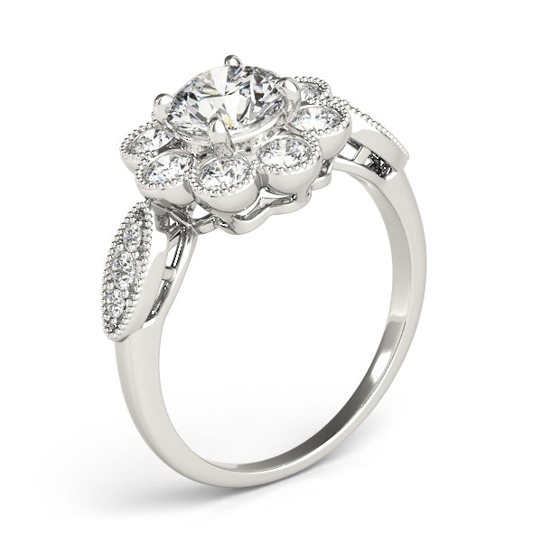 Floral Milgrain Diamond Cluster Engagement Ring (1/2 ct. tw.)