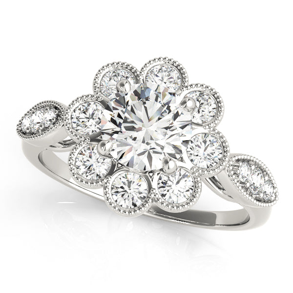 Floral Milgrain Diamond Cluster Engagement Ring (1/2 ct. tw.)