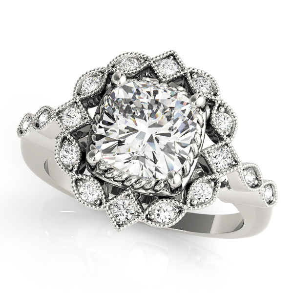 Vintage Halo Diamond Engagement Ring