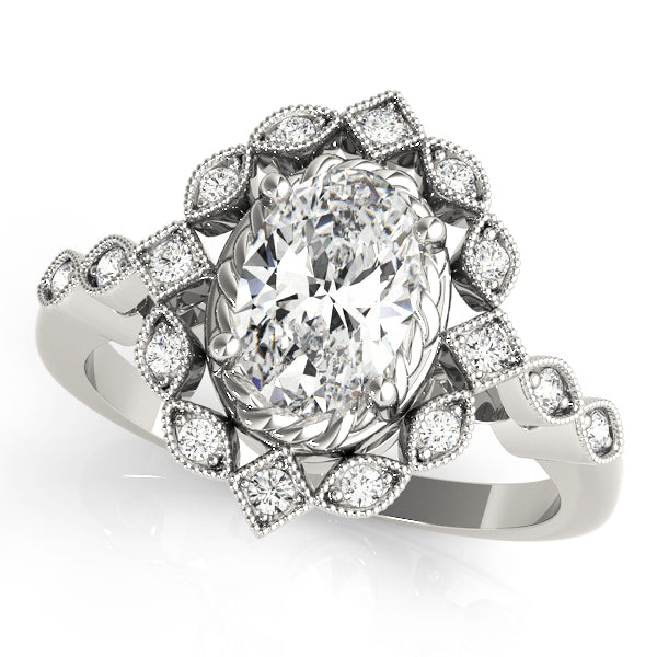 Vintage-Inspired Cluster Halo Diamond Engagement Ring (1/15 ct. tw.)